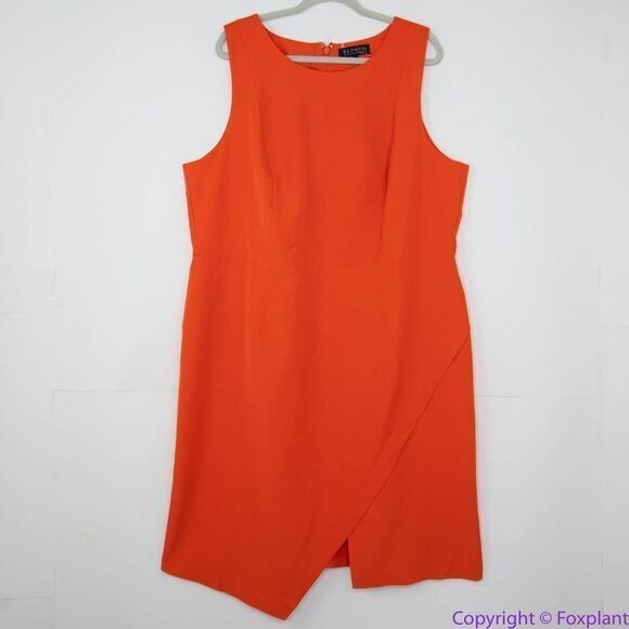 NEW Eloquii Orange Shift Sleeveless sheath Dress with‎ Asymmetric Wrap, 26 - Picture 3 of 16